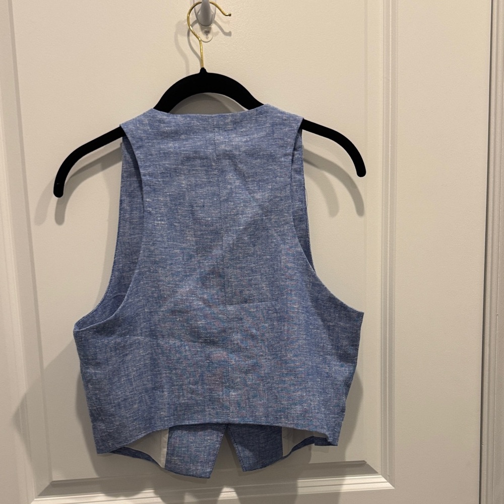 Zara Light Blue Textured Vest - Picture 5 of 5